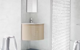 VETRINA ANGOLARE per ARREDO BAGNO in CRISTALLO TEMP. COLORGLASS