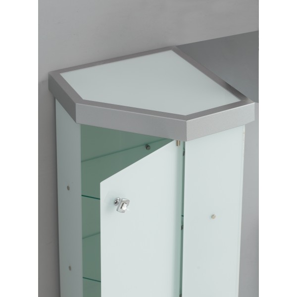 VETRINA ANGOLARE per ARREDO BAGNO in CRISTALLO TEMP. COLORGLASS Modello  Larini - Larredo Trieste